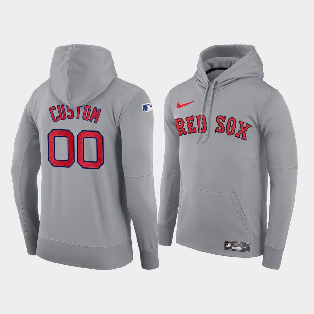 Men Boston Red Sox #00 Custom gray road hoodie 2021 MLB Nike Jerseys